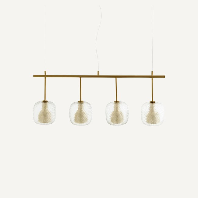 Suspension ligne 4 globes, Mistinguett laiton <span itemprop=