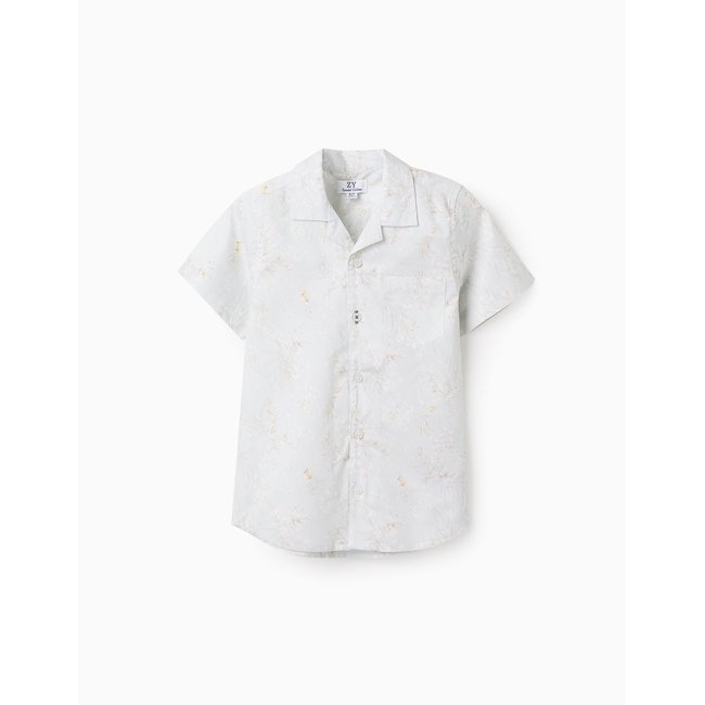 Chemise à Manches Courtes Florale vert <span itemprop=