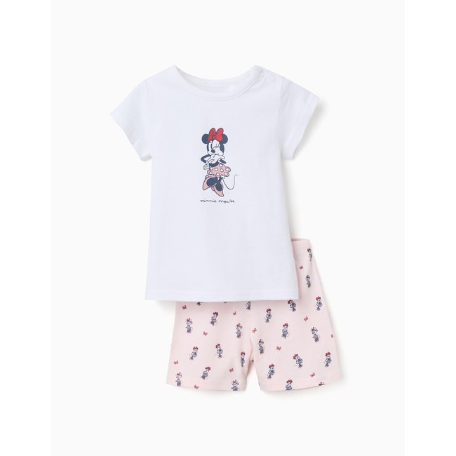Pyjama à manches courtes en coton avec Minnie blanc <span itemprop=