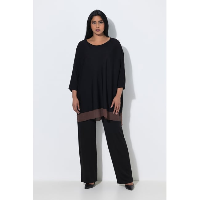 Pull avec bordure en mousseline noir <span itemprop=