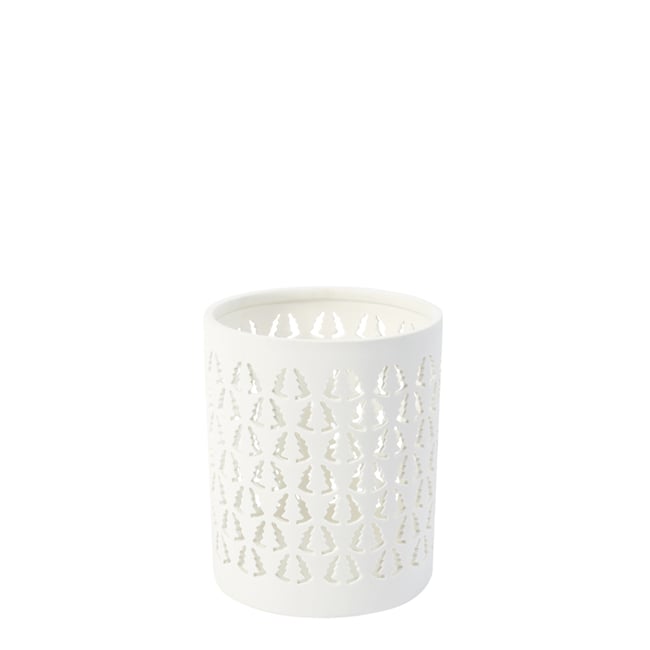 Photophore de noël décoratif en céramique H13 NOËL Couleur blanc <span itemprop=