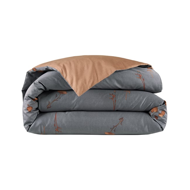 Housse de couette en satin de coton bleu, MIDNIGHT FLOWERS multicolore <span itemprop=