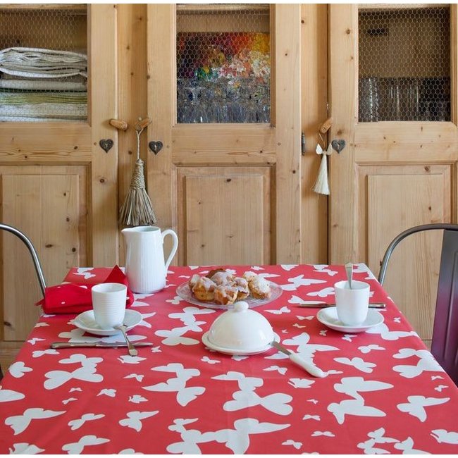 Nappe enduite ronde ou ovale PAPILLON corail <span itemprop=