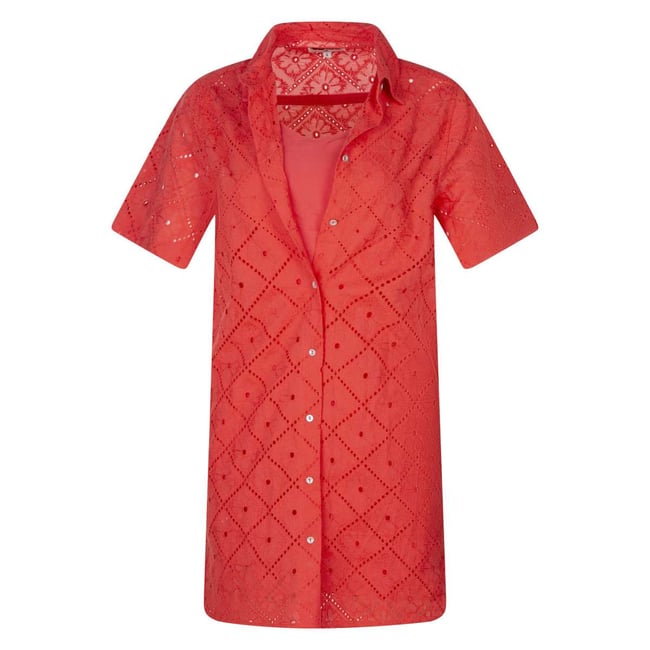Robe courte coton droite rouge <span itemprop=