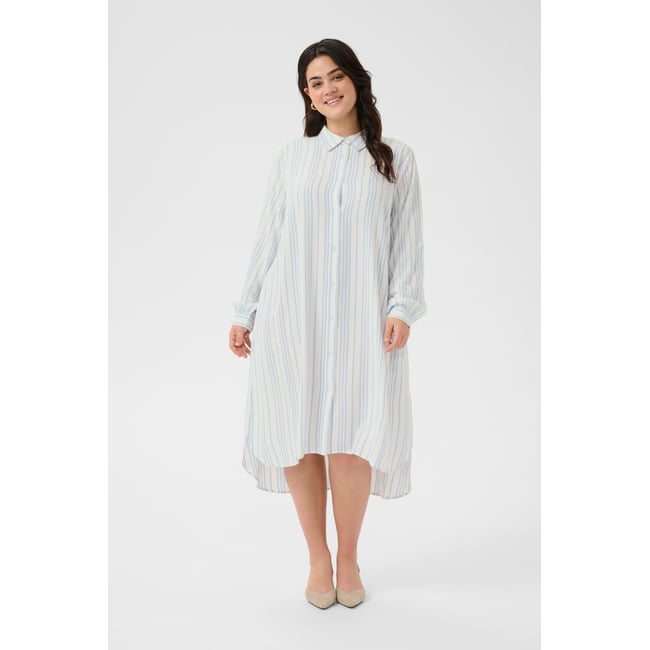 Dress blanc chalk/bleu soft chambray rayé <span itemprop=
