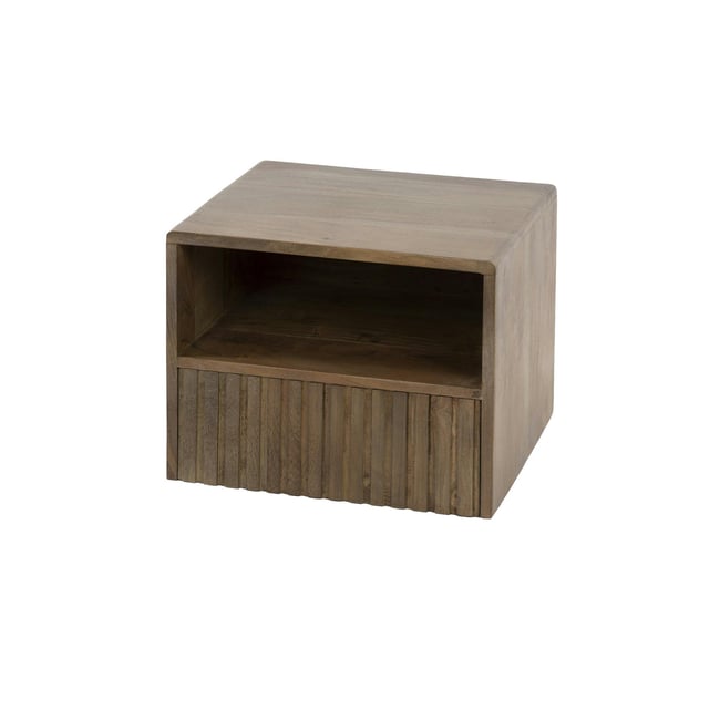 Table de chevet murale bois brun, tiroir & niche NAKO Couleur marron <span itemprop=