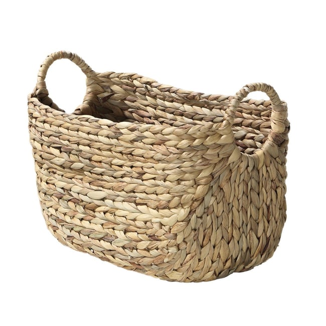 Panier en Jacinthe d'eau avec poignées - L40xP23xH26 Couleur beige <span itemprop=