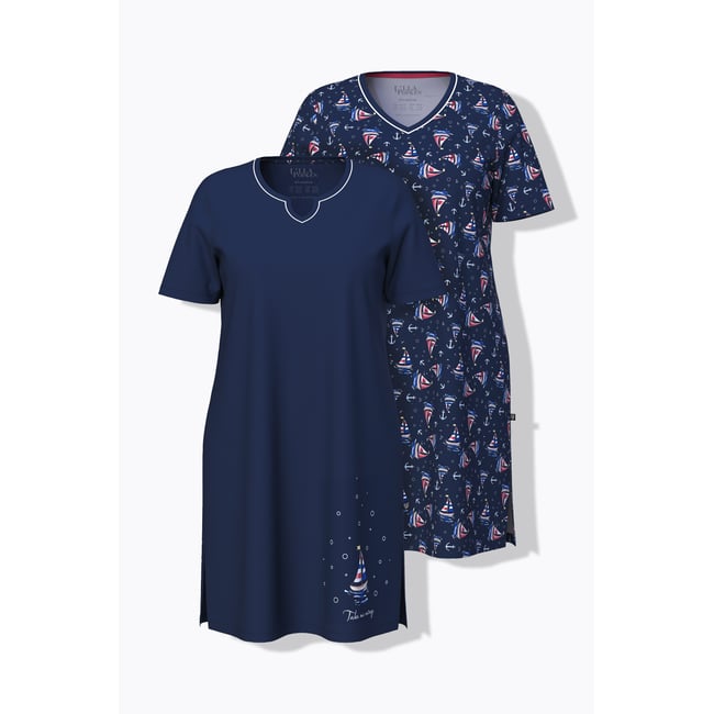 Lot de 2 grands T-shirts/chemises de nuit bleu nuit <span itemprop=
