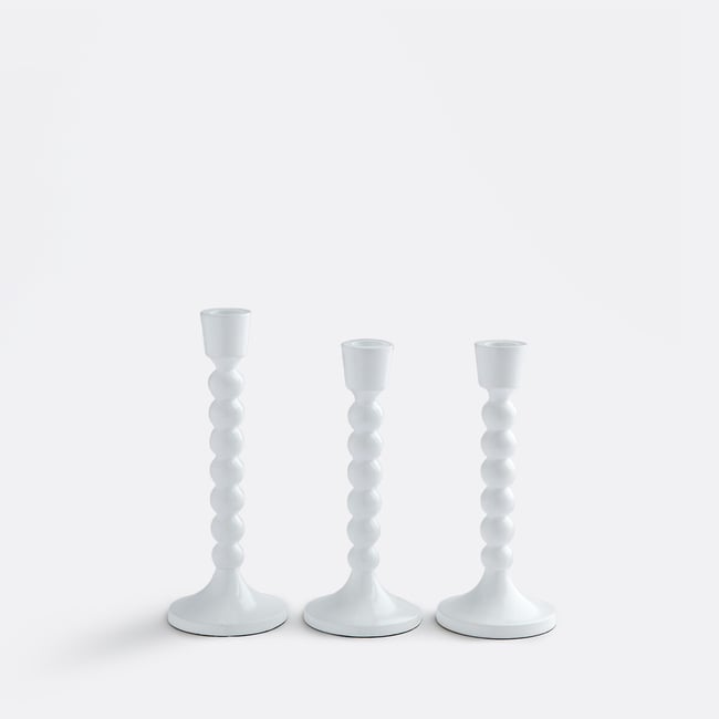 Lot de 3 bougeoirs, Riya  Couleur blanc <span itemprop=