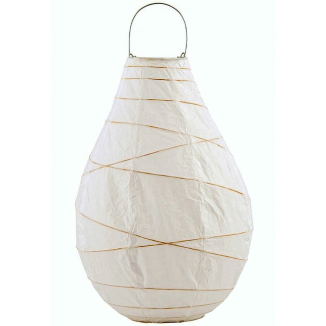 Grand Lampion Drop en Papier Blanc et Bambou Couleur v002227 <span itemprop=