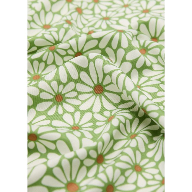Foulard satiné fleurs mini vert <span itemprop=