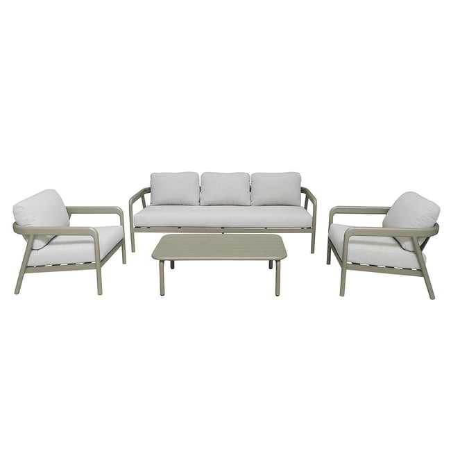 Salon de jardin bas 5p en aluminium Kaki clair LINDOS kaki clair <span itemprop=
