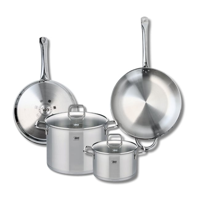 Batterie 2 poêles 28/32cm + 2 faitouts 20/26cm PROFI CITRIN inox <span itemprop=