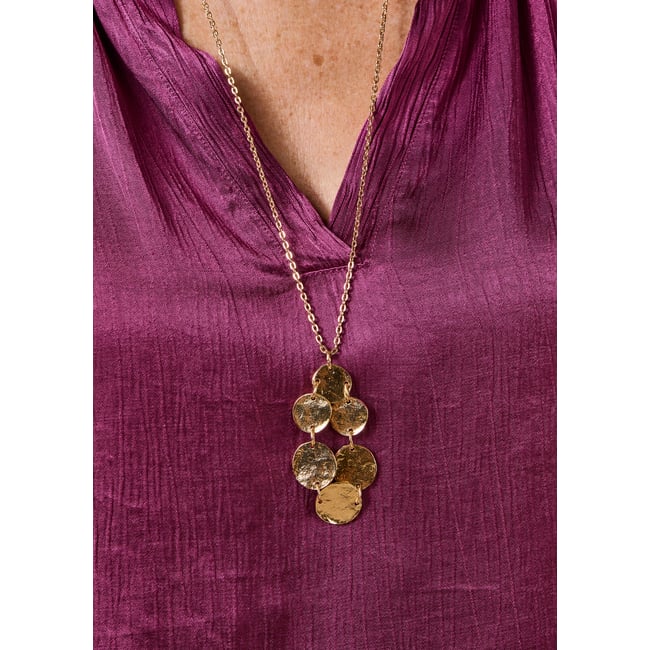 Collier doré martelé light gold <span itemprop=