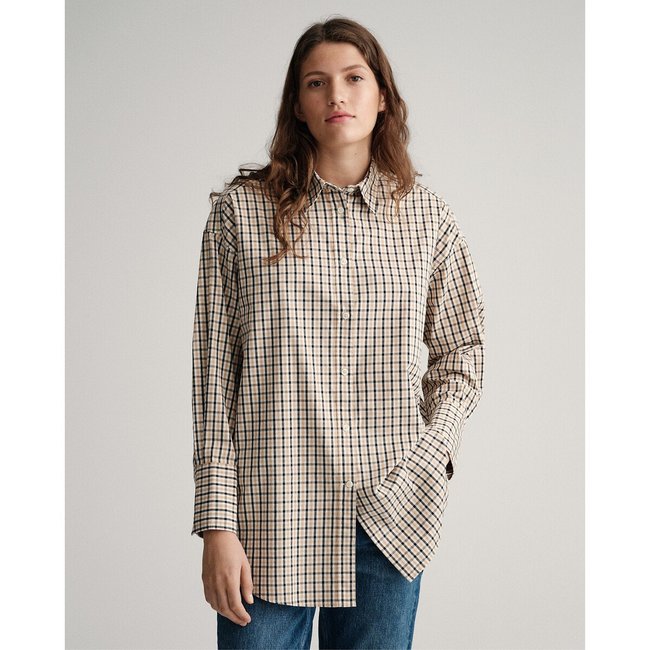 Chemise à carreaux, manches longues carreaux marron <span itemprop=