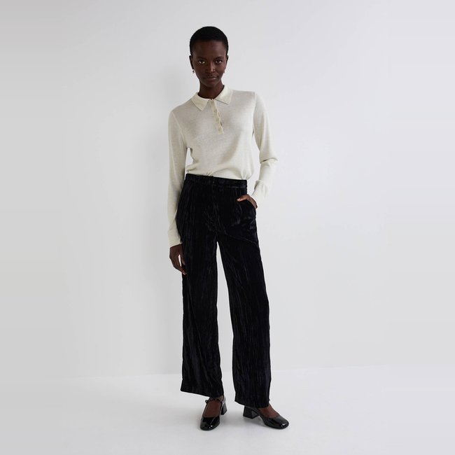 Pantalon large en velours noir <span itemprop=