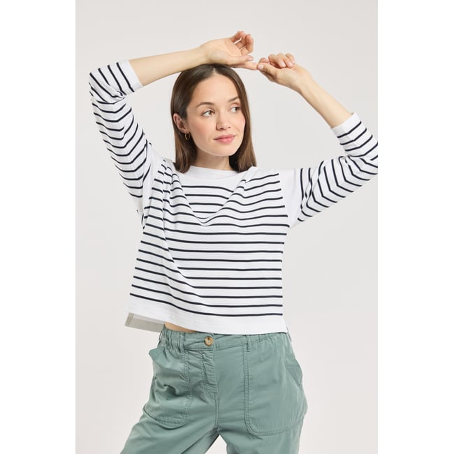 Marinière - coton épais blanc/rich navy <span itemprop=