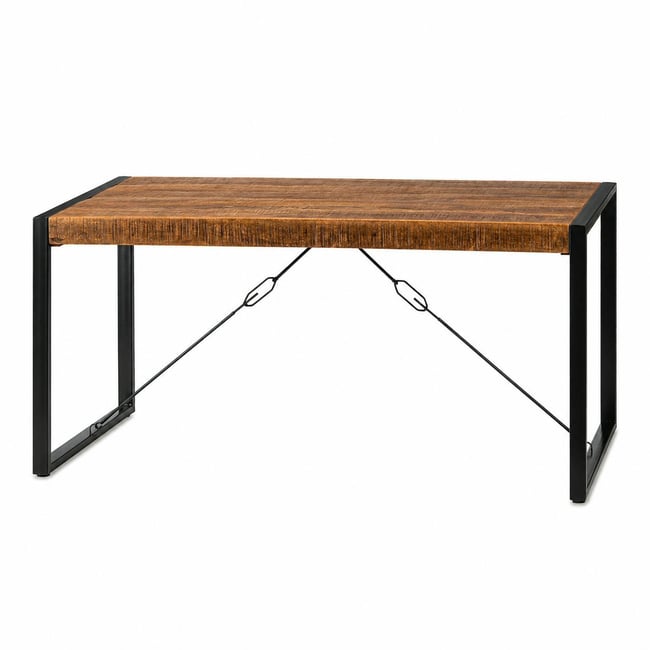 Table à manger bois métal à tendeurs 140 cm KARGO Couleur bois naturel <span itemprop=