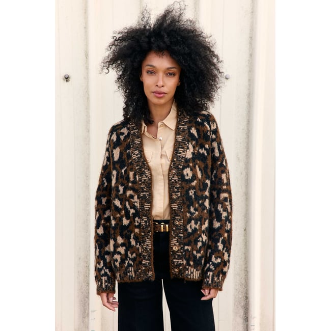GILET imprimé animalier MAEVE 08-leopard <span itemprop=