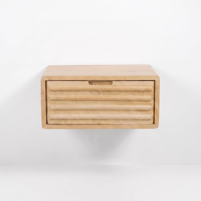 Table de chevet murale en bois de manguier - PABLO Couleur marron clair <span itemprop=