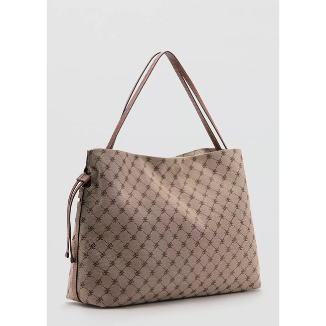 Sac seau jacquard marron moyen <span itemprop=