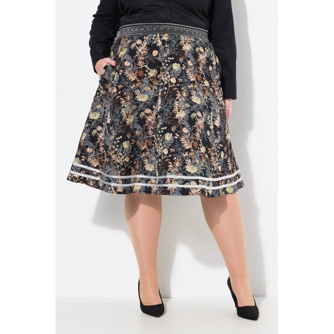 Jupe midi jacquard noir <span itemprop=