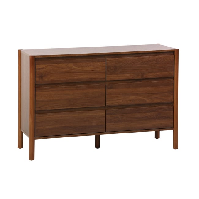Commode décor bois 6 tiroirs  HARMONY Couleur noyer <span itemprop=