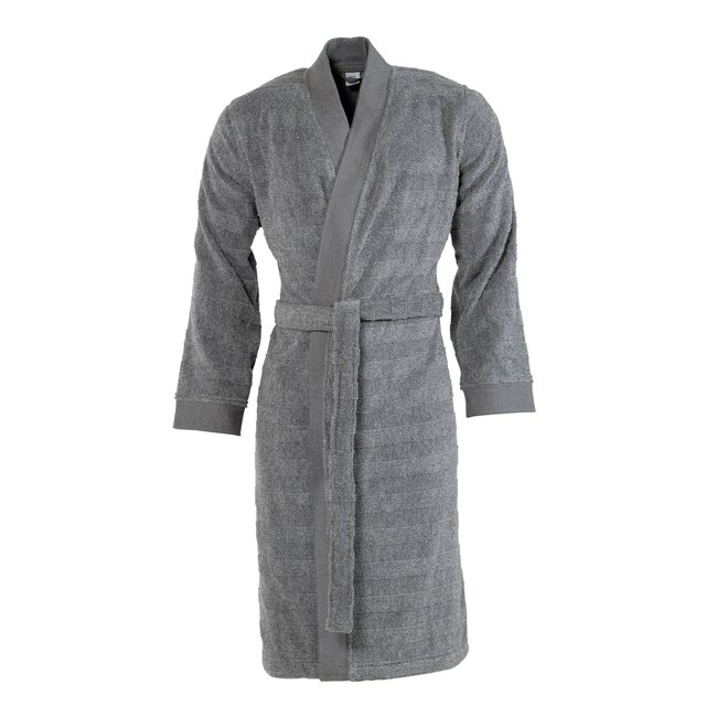 Peignoir coton col kimono GRIZZLI gris <span itemprop=
