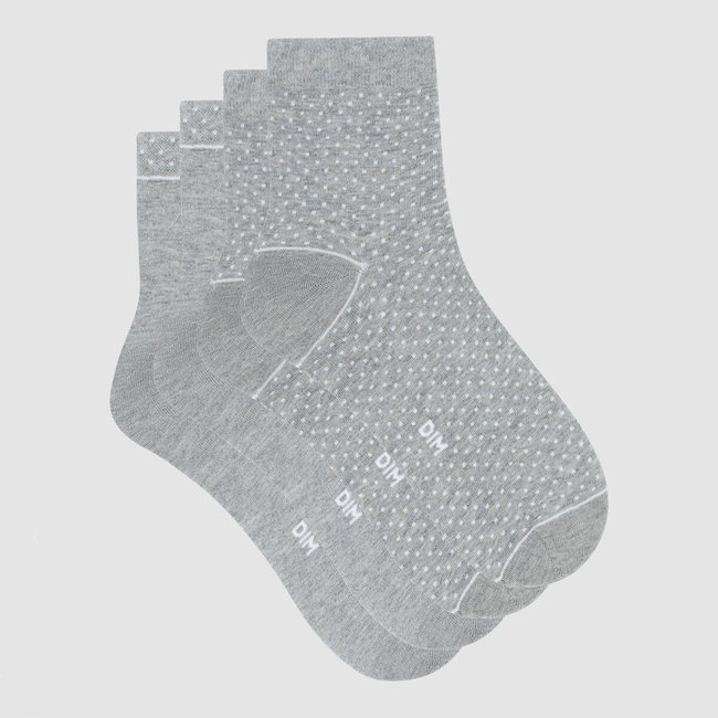 Pack of 2 Pairs of Socks in Organic Cotton Mix, grey marl, DIM