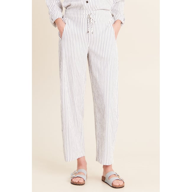Pantalon large taille haute bleu <span itemprop=