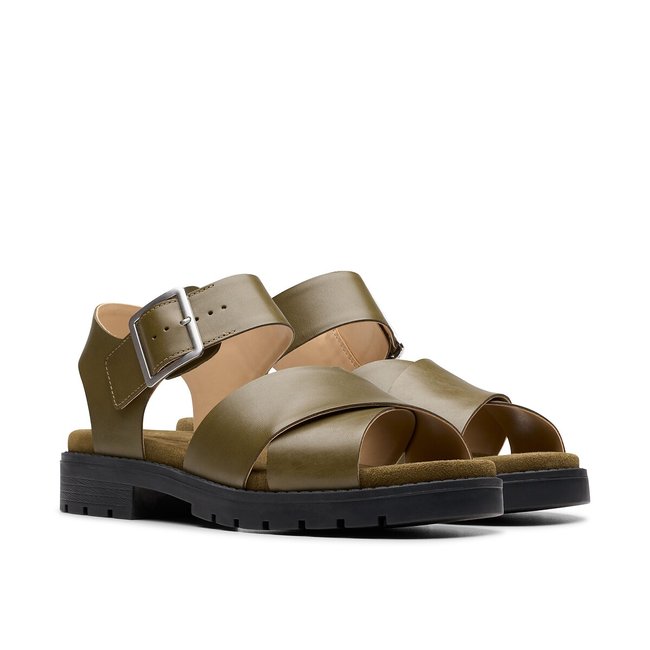 Sandales en cuir Orinocco Cross olive <span itemprop=