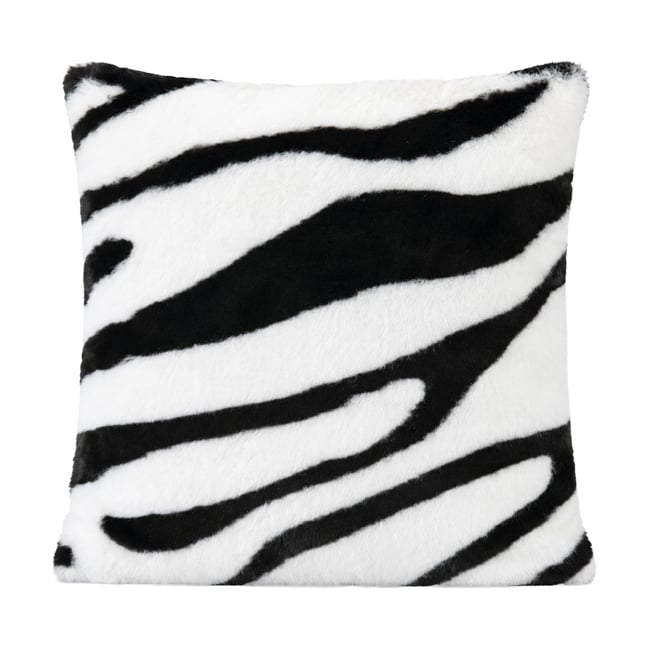 Coussin garni à motif zèbre avec dos en velours - QABANE noir <span itemprop=