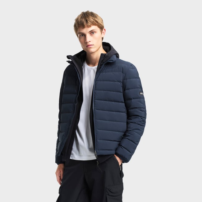 Doudoune manches longues col montant T-KIT bleu fumé <span itemprop=