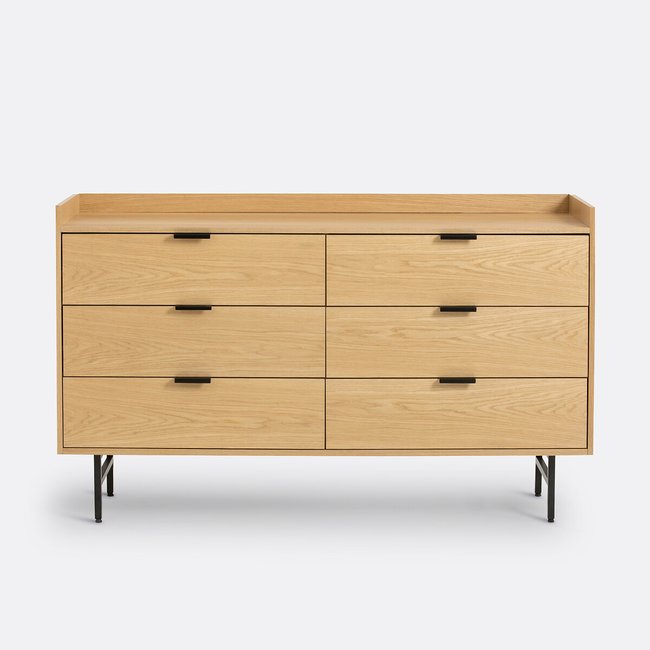 Commode 6 tiroirs Volga Couleur naturel/noir <span itemprop=