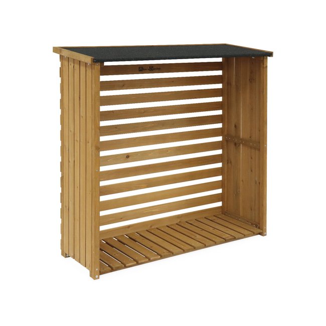 Abri bûches bois de sapin 120cm MERISIER Couleur naturel <span itemprop=