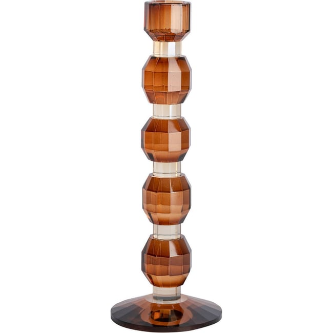 Bougeoir en verre facetté Couleur marron <span itemprop=