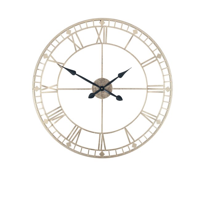 80cm Antique Gold Metal Round Wall Clock, gold-coloured, SO'HOME