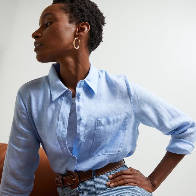 Chemise en lin unie, certifié European flax - MONOPRIX