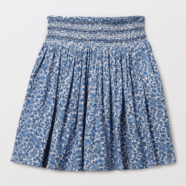 Jupe à imprimé fleuri taille smockée en viscose finistere <span itemprop=