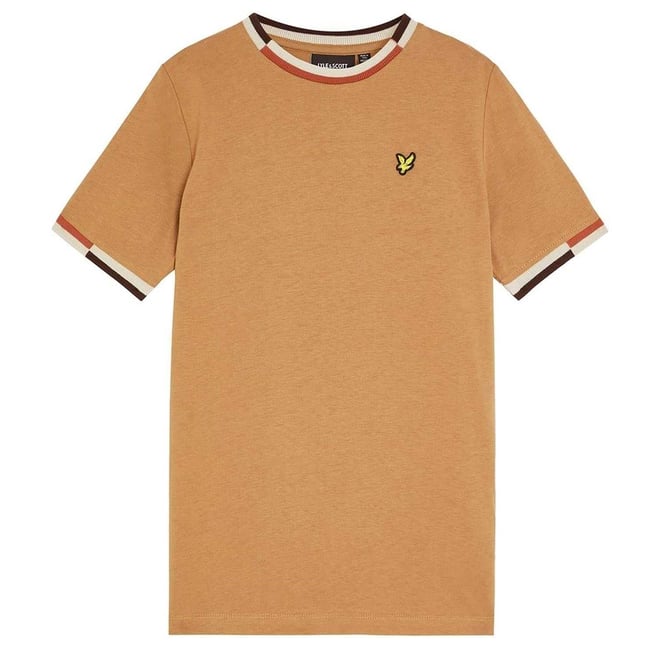 T-shirt manches courtes motif/style texturé marron clair <span itemprop=