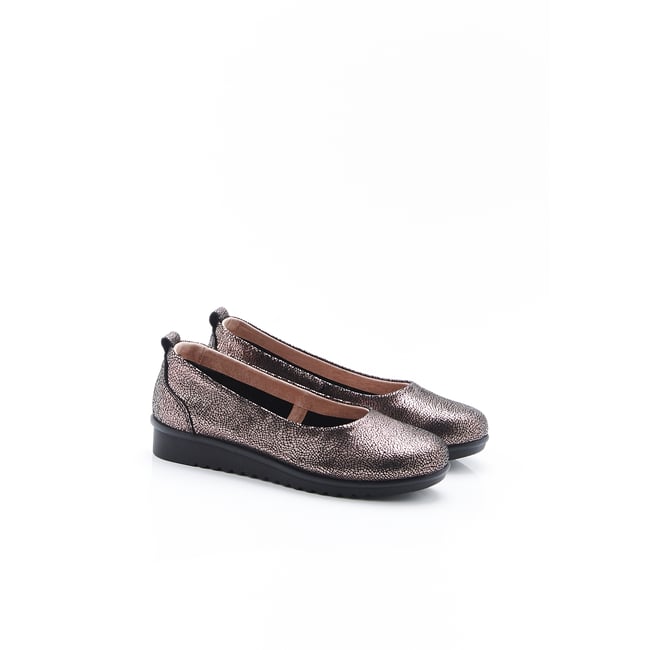 Ballerines compensées bronze métallisé <span itemprop=