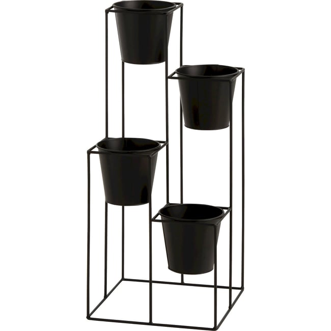 Étagère suspendue en métal avec cache-pot pour plantes Couleur noir mat élégant <span itemprop=