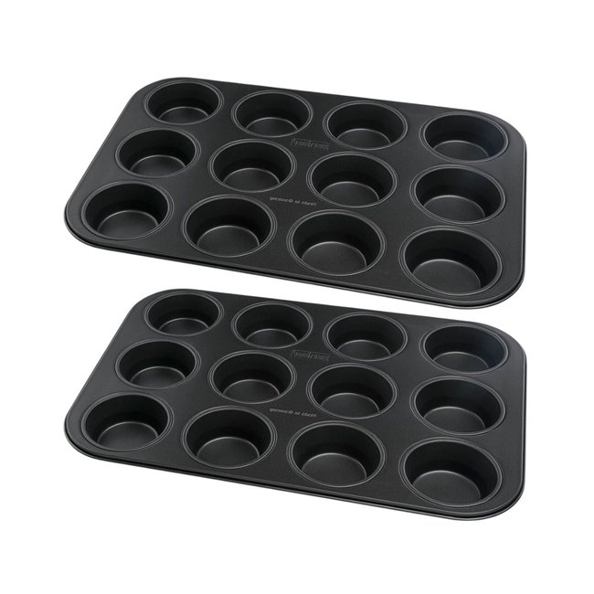 Lot de 2 moules à gâteaux 38,5/26,5/3 cm Black metallic Black noir <span itemprop=