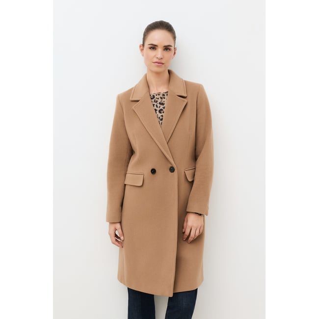 Manteau droit en laine GREGORY camel <span itemprop=