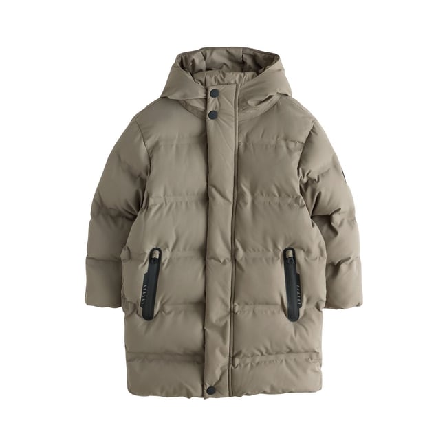 Long manteau rembourré imperméable vert kaki <span itemprop=