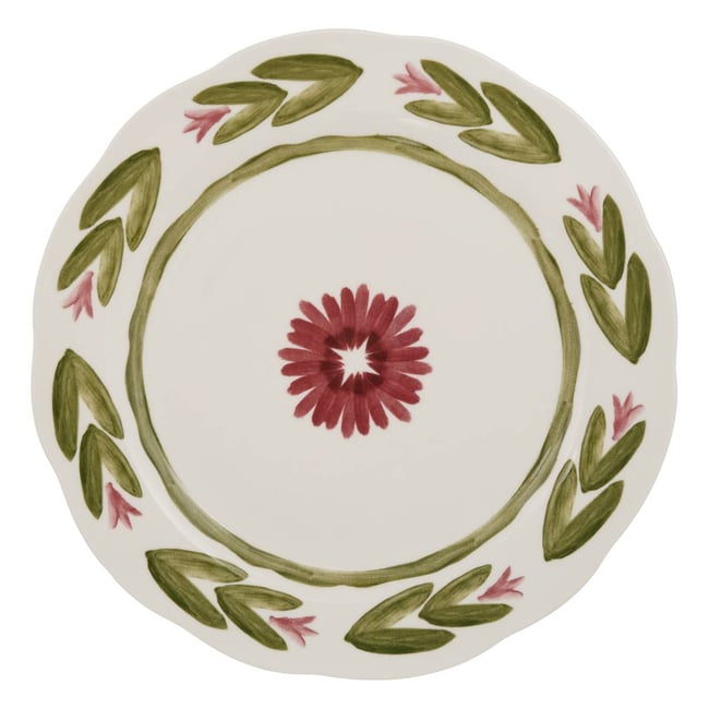 Lot de 6 assiettes plates rondes en porcelaine MONA Couleur vert <span itemprop=