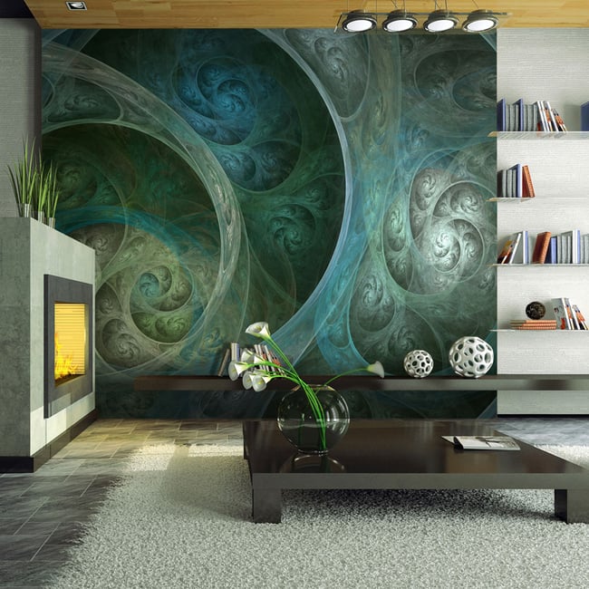 Papier peint intissé panoramique Abstractions Toucher de la soie 1 Couleur vert <span itemprop=