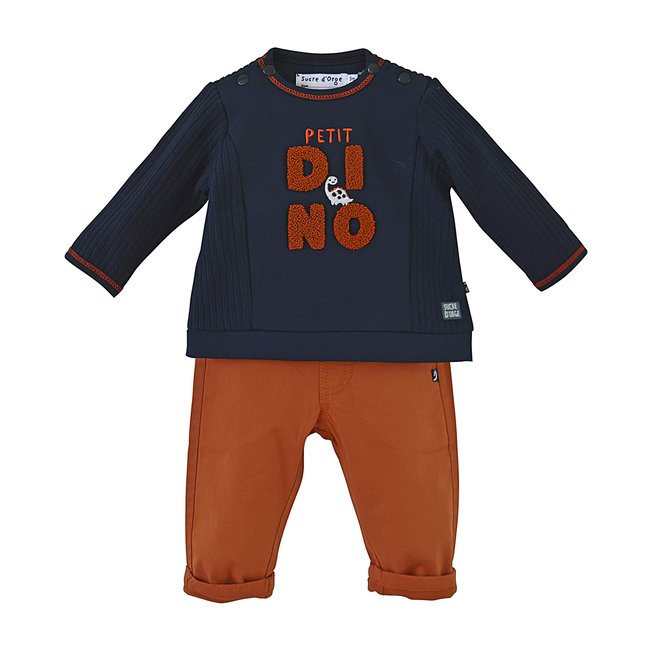 Sweat + pantalon twill dino bleu <span itemprop=