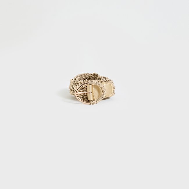 Ceinture tressée jaune couleur or <span itemprop=