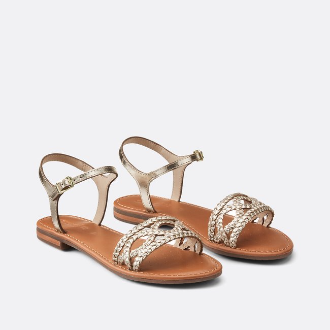Sandales plates en cuir Sozy doré <span itemprop=